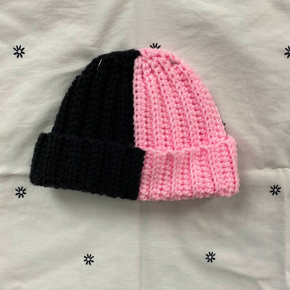 Crochet split color beanie